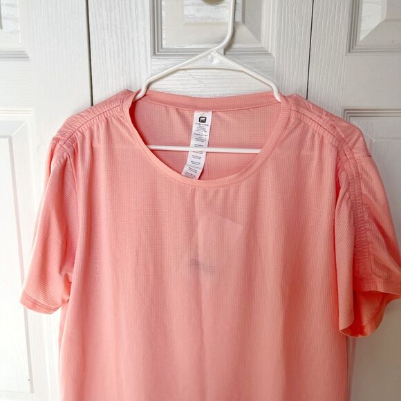 Fabletics NWT Cashel Dobby Check Mesh Drawcord S/S Lightweight Workout Shirt - Picture 4 of 12